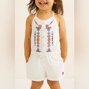 U.S. Polo Assn. White Kids Jumpsuit with Colorful Embroidery